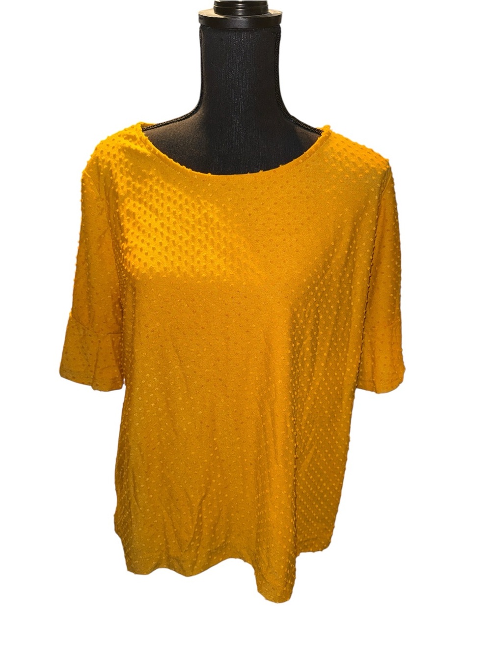Rose & Olive Textured Swiss Dot Short Sleeve Top - Yellow NWT